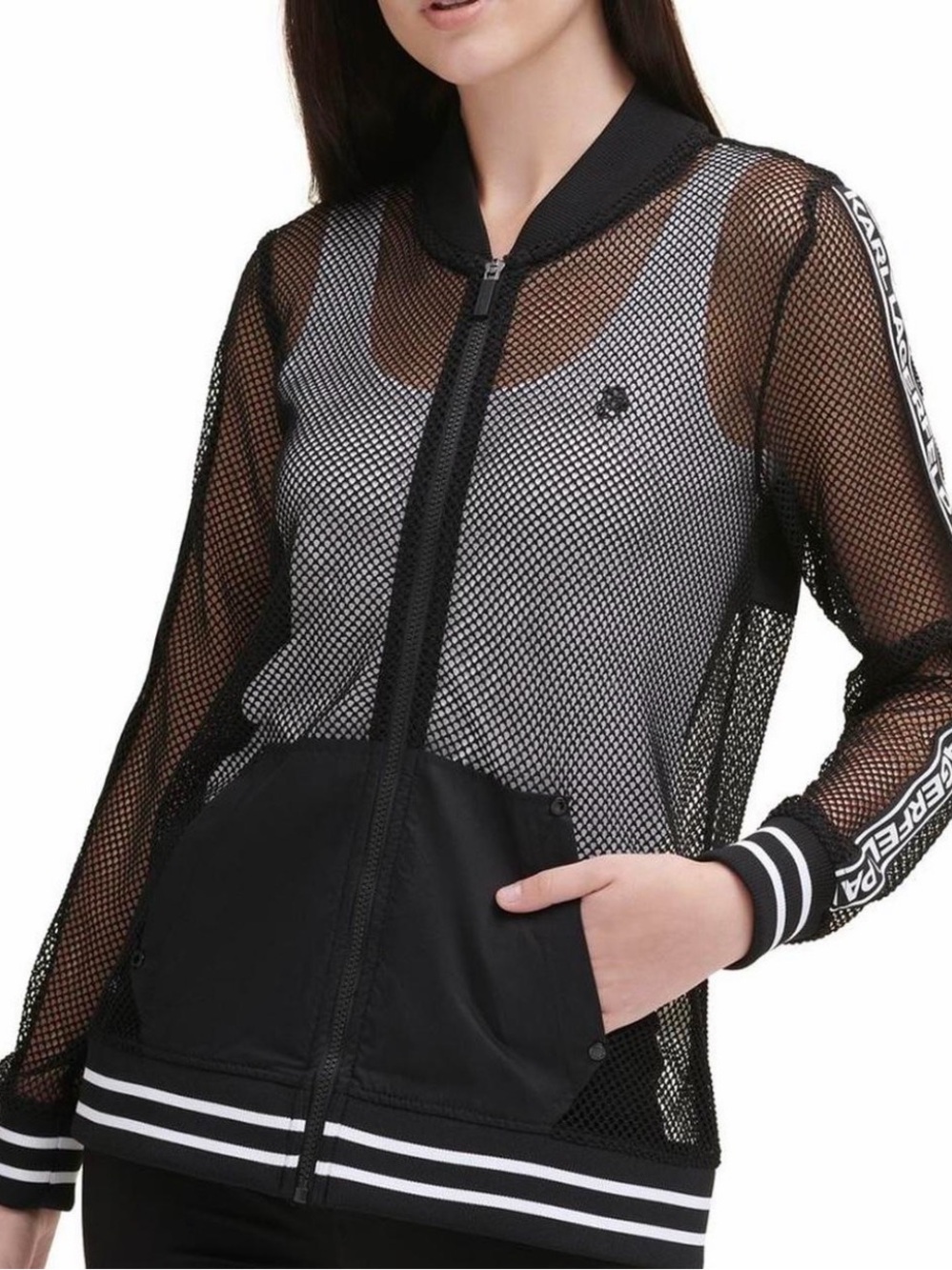 Vintage Karl Lagerfeld Paris mesh track jacket in black